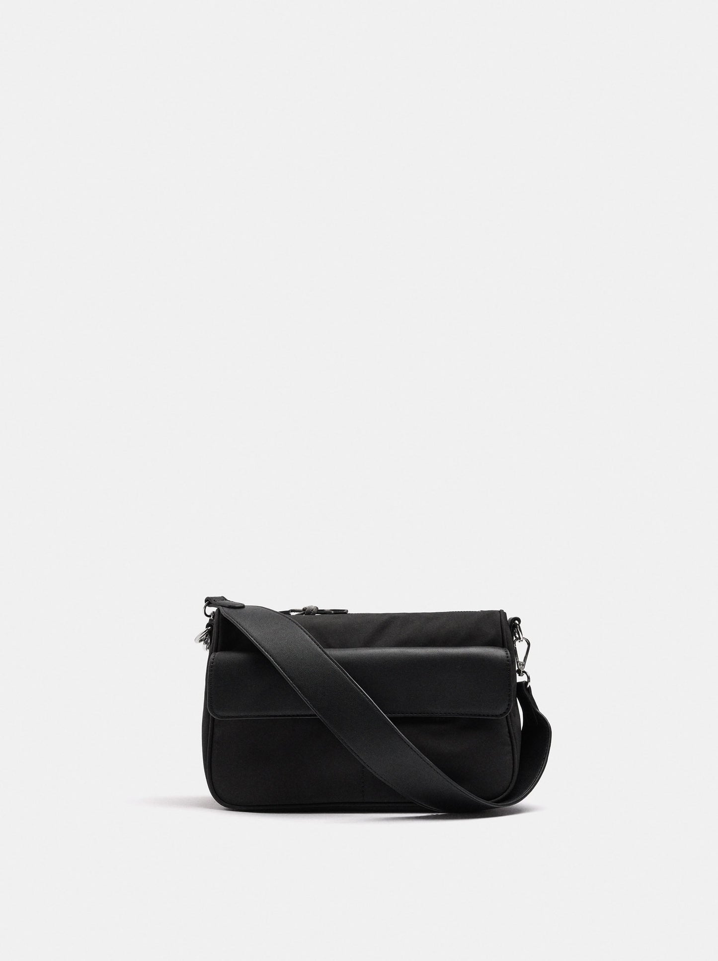 Nylon Crossbody Bag With Flap Pocket