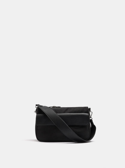 Nylon Crossbody Bag With Flap Pocket