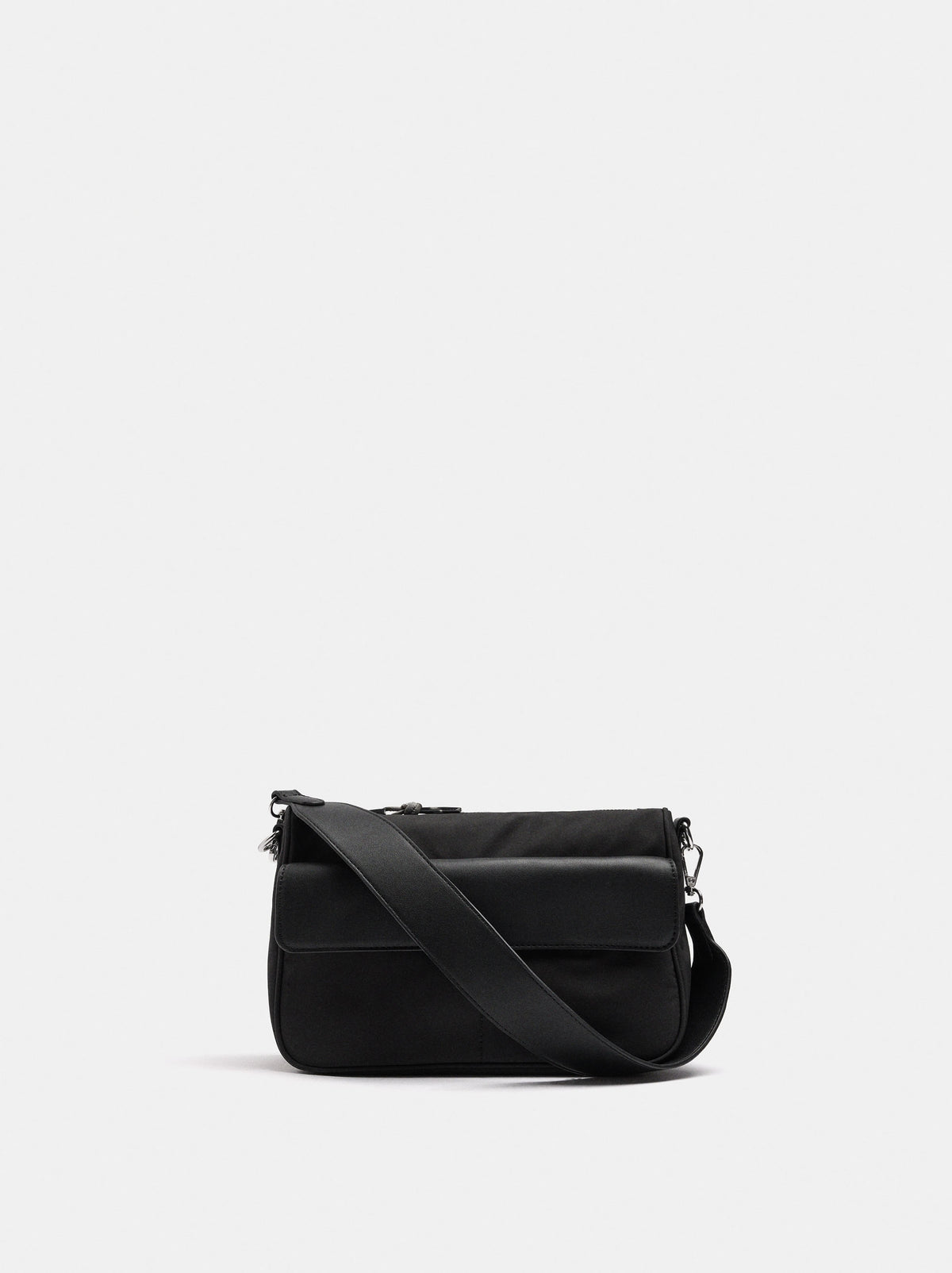 Nylon Crossbody Bag With Flap Pocket
