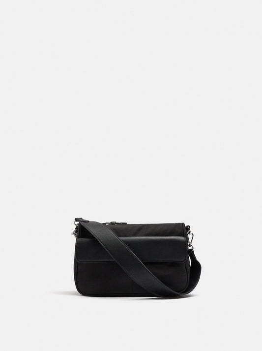 Nylon Crossbody Bag With Flap Pocket