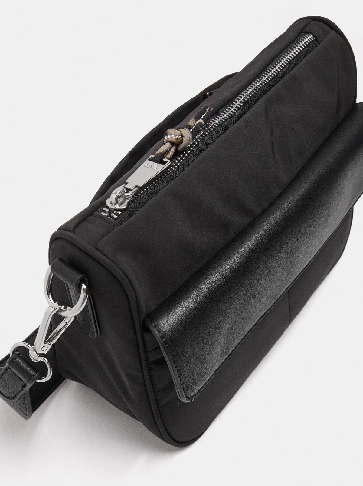 Nylon Crossbody Bag With Flap Pocket