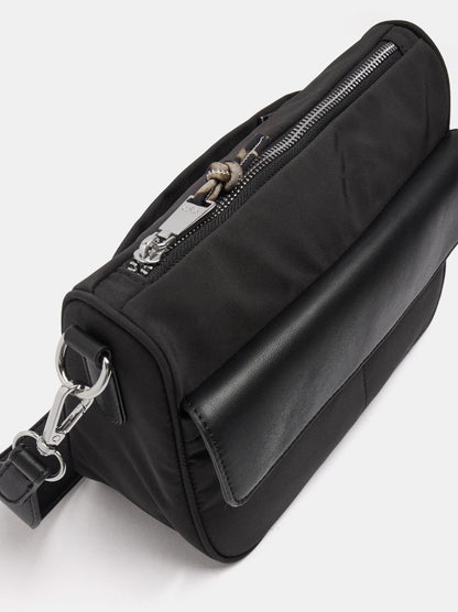 Nylon Crossbody Bag With Flap Pocket
