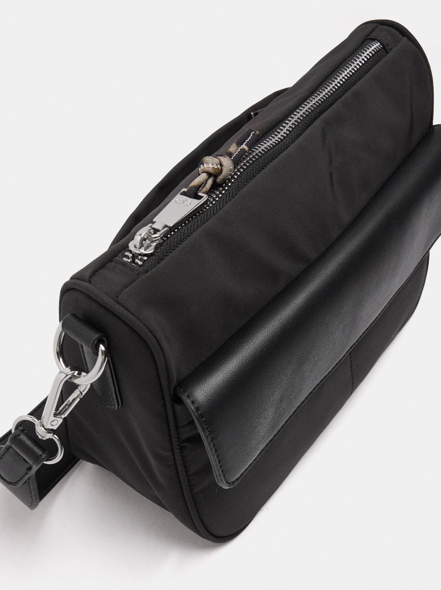 Nylon Crossbody Bag With Flap Pocket
