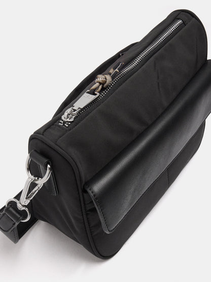 Nylon Crossbody Bag With Flap Pocket