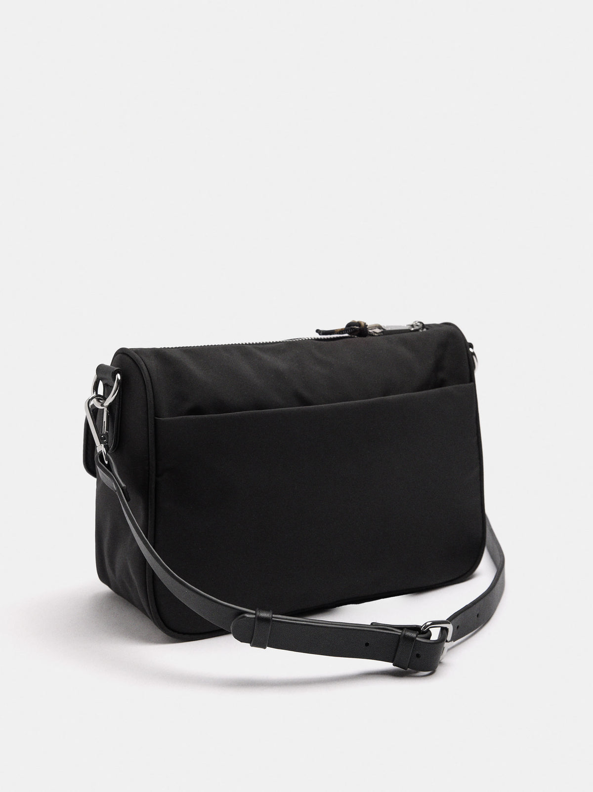 Nylon Crossbody Bag With Flap Pocket