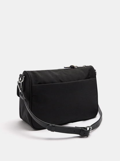 Nylon Crossbody Bag With Flap Pocket