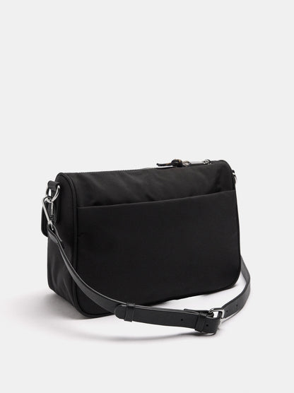 Nylon Crossbody Bag With Flap Pocket