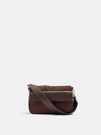 Nylon Crossbody Bag With Flap Pocket