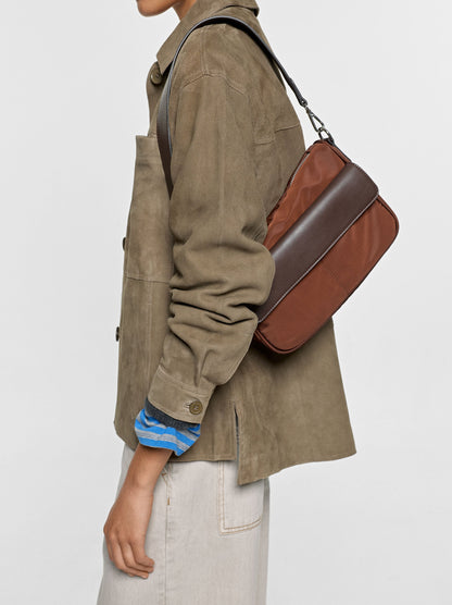 Nylon Crossbody Bag With Flap Pocket
