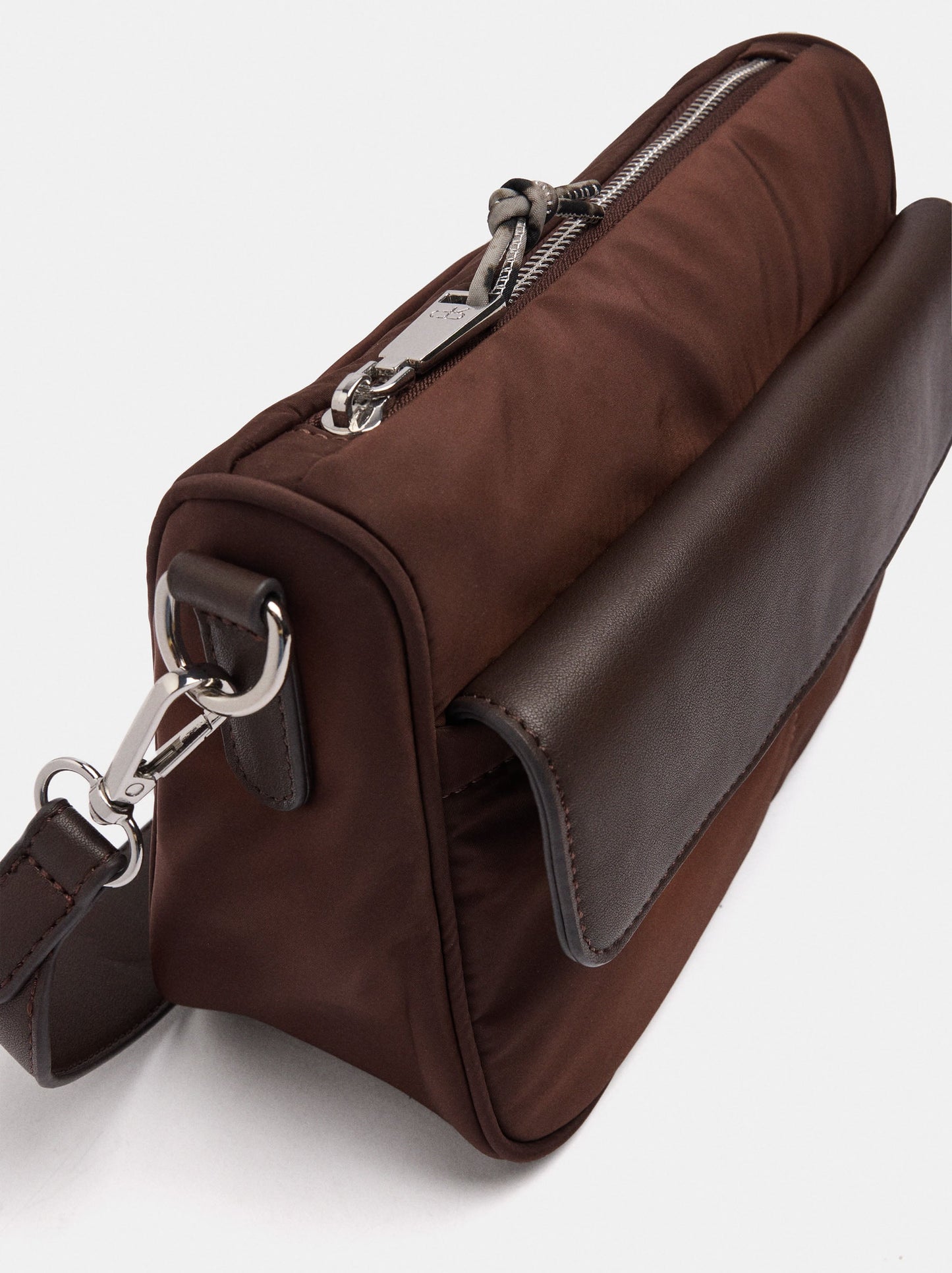 Nylon Crossbody Bag With Flap Pocket