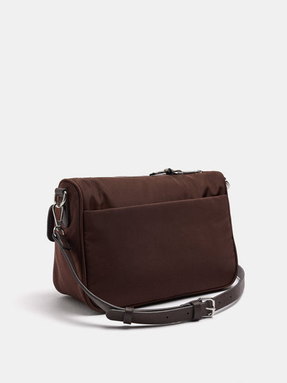 Nylon Crossbody Bag With Flap Pocket