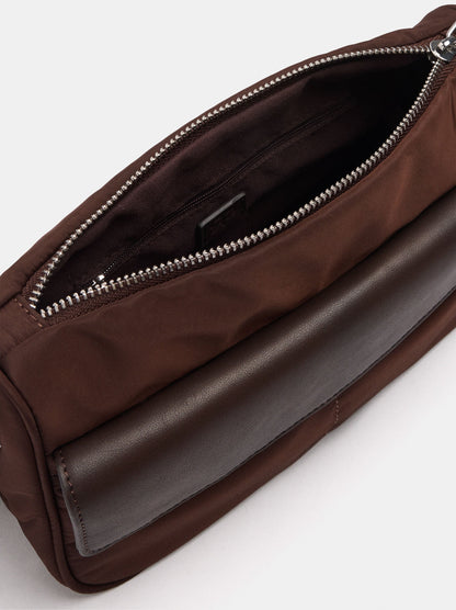Nylon Crossbody Bag With Flap Pocket