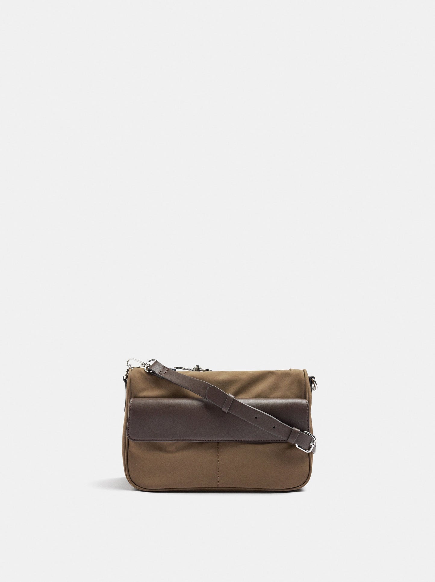 Nylon Crossbody Bag With Flap Pocket