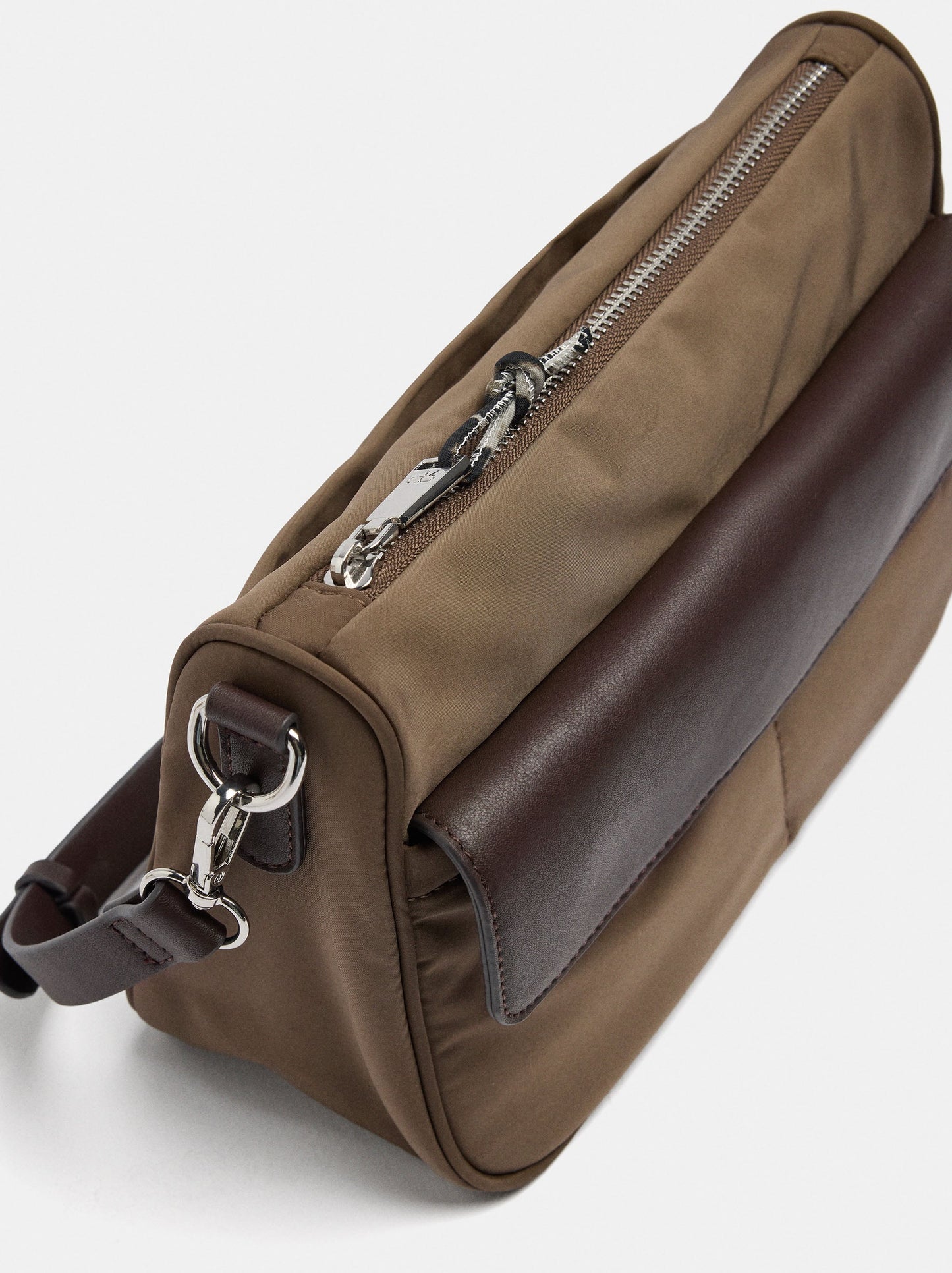 Nylon Crossbody Bag With Flap Pocket
