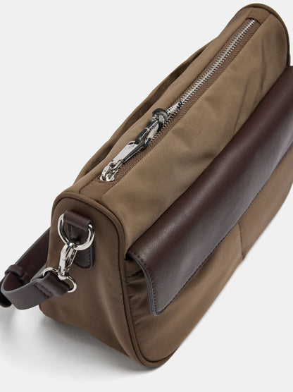 Nylon Crossbody Bag With Flap Pocket