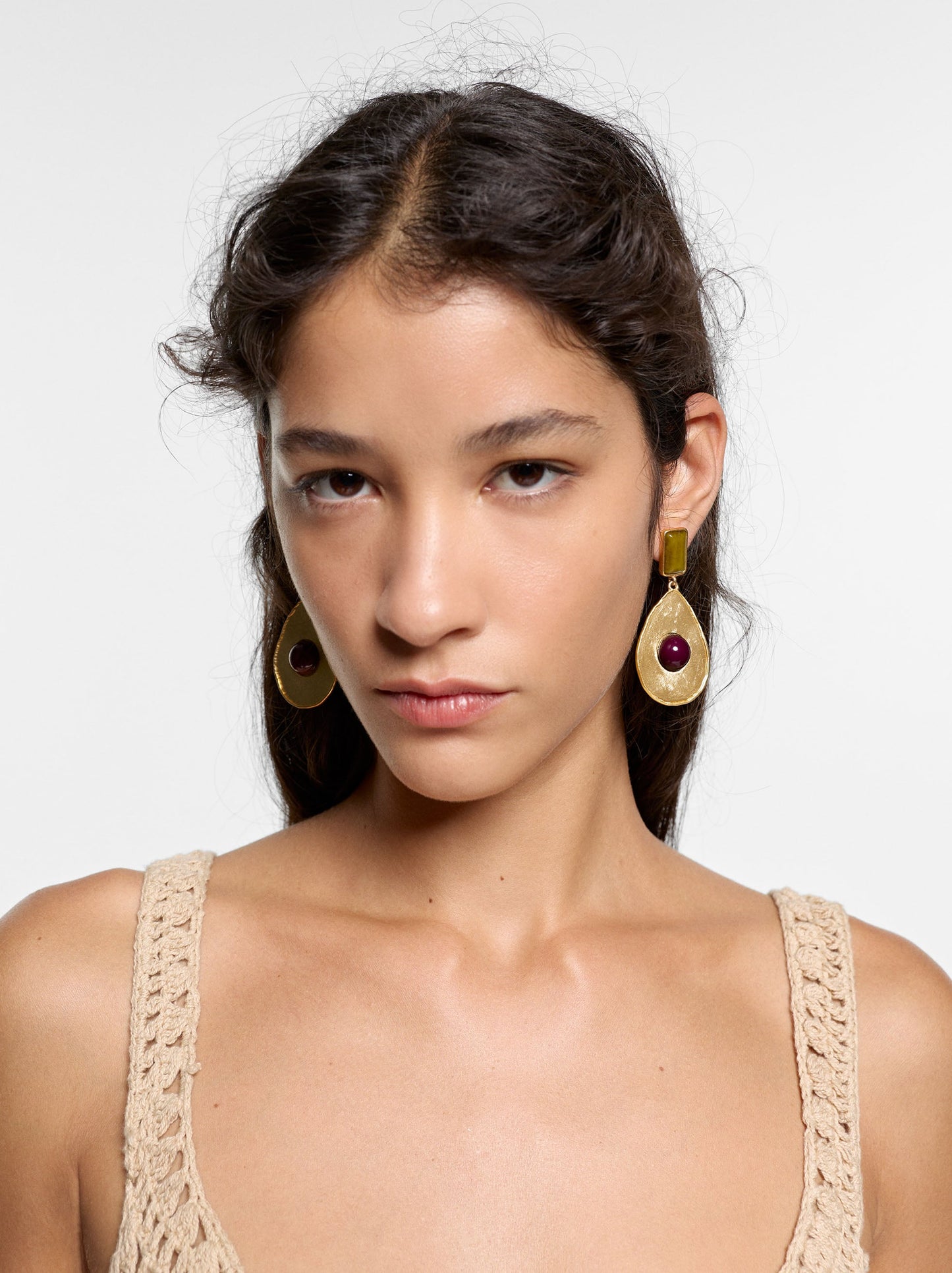 Teardrop Earrings With Stone