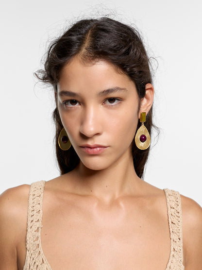 Teardrop Earrings With Stone