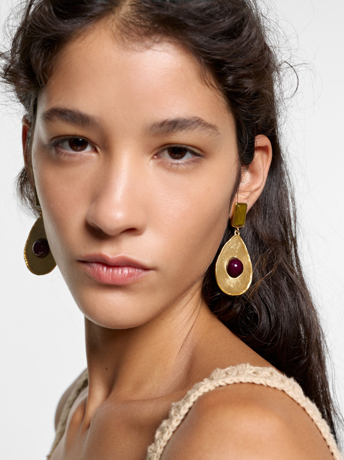 Teardrop Earrings With Stone