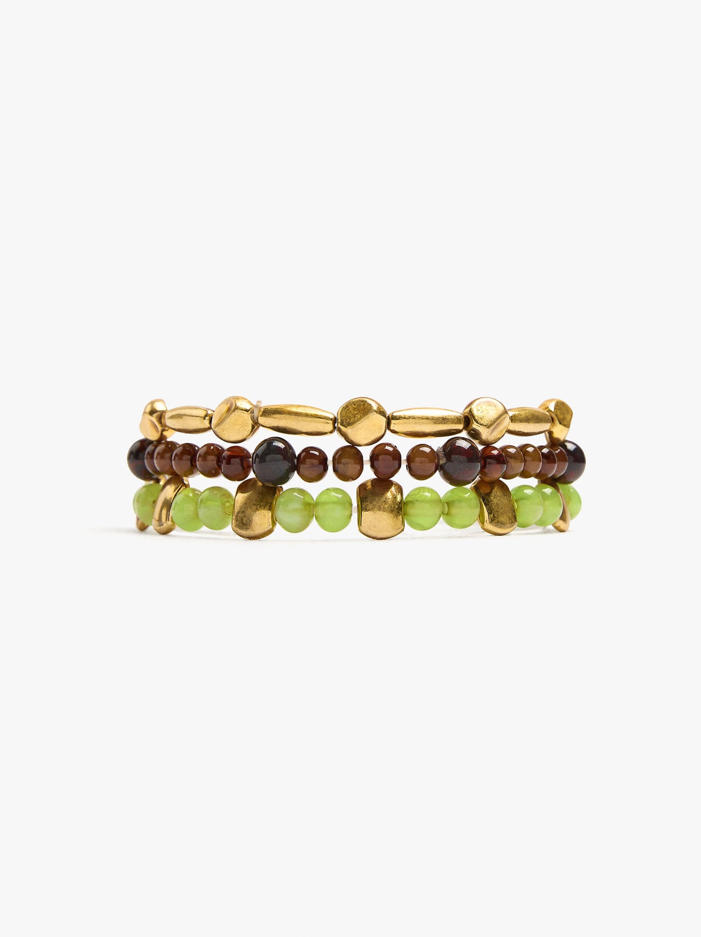 Set Of Elastic Bracelets With Beads