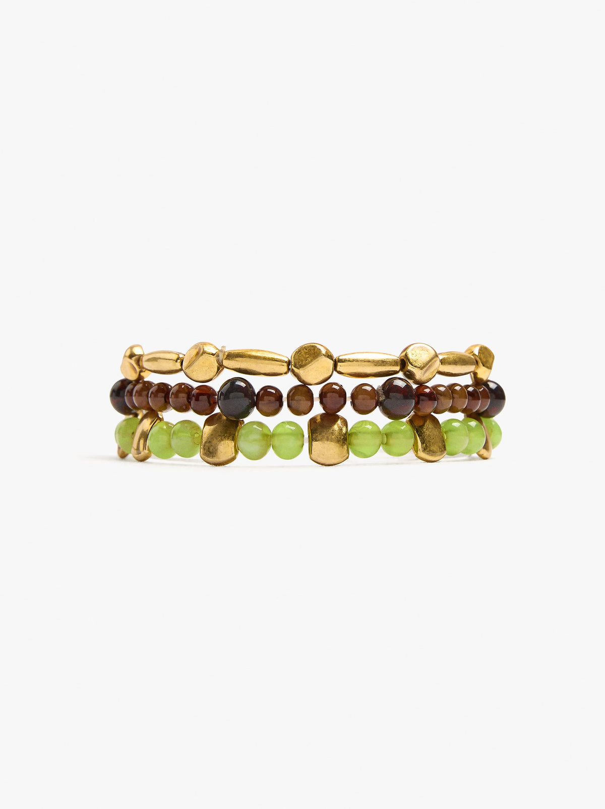 Set Of Elastic Bracelets With Beads