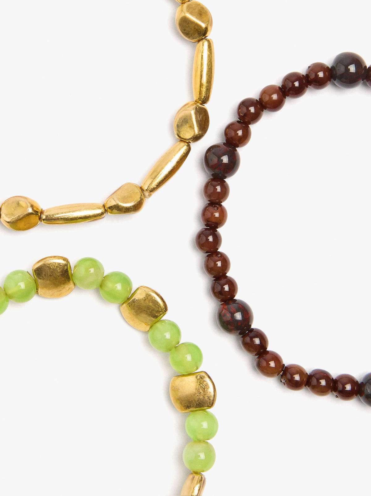 Set Of Elastic Bracelets With Beads