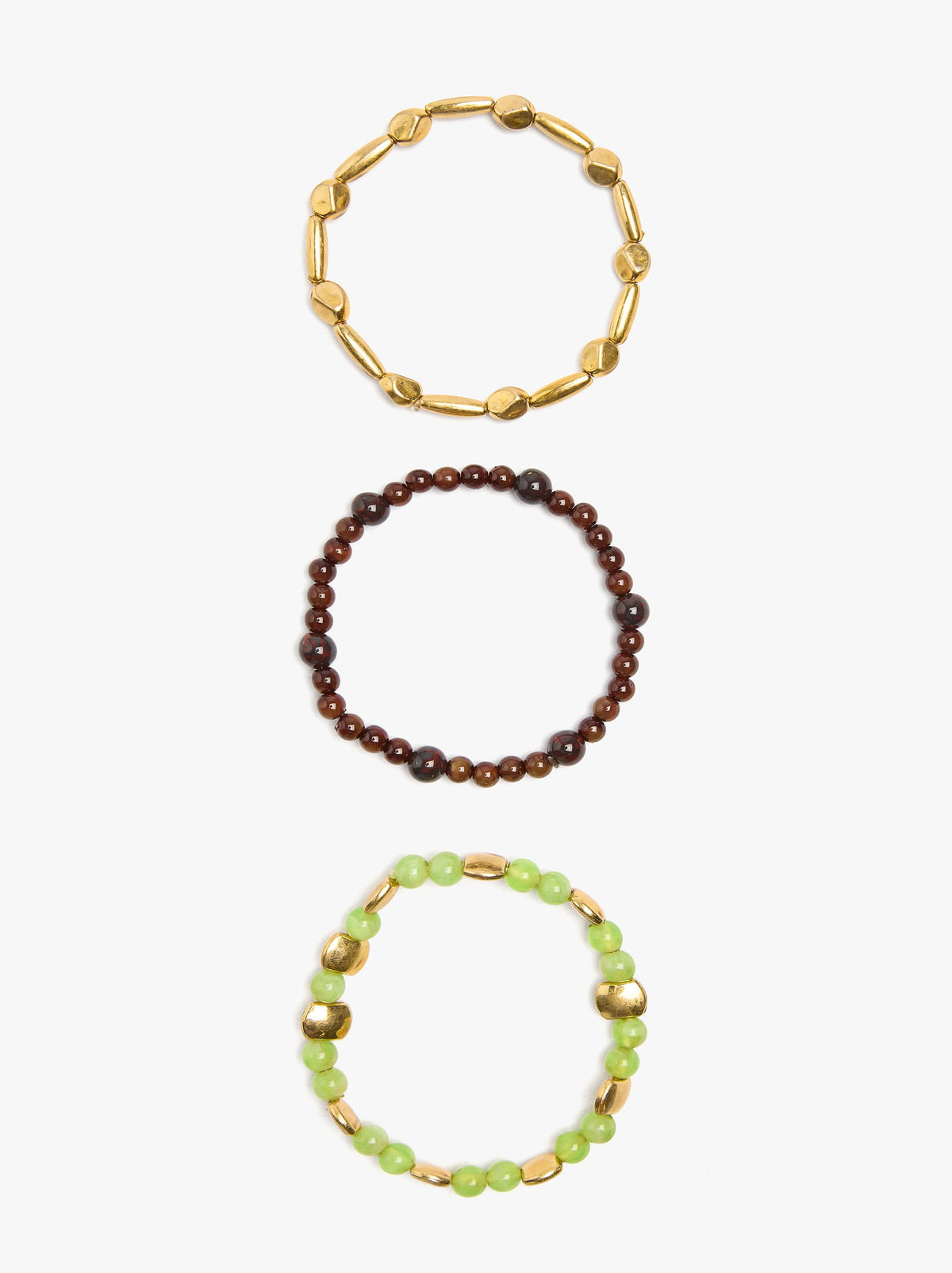 Set Of Elastic Bracelets With Beads