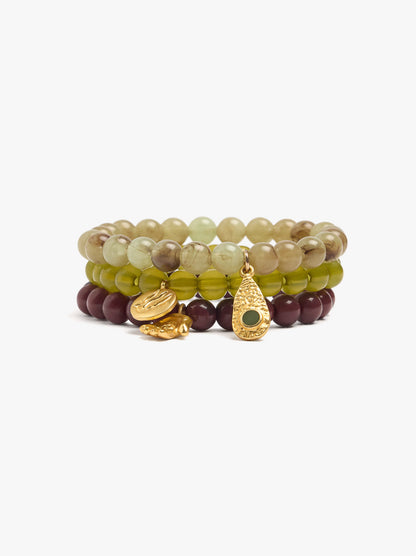 Set Of Bracelets With Beads Stone Effect