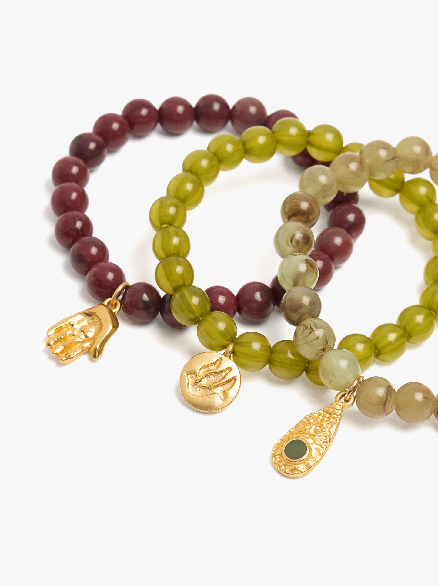 Set Of Bracelets With Beads Stone Effect