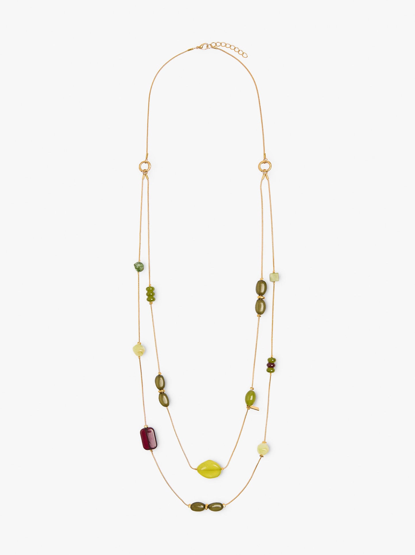 Double-Effect Necklace With Geometric Shapes
