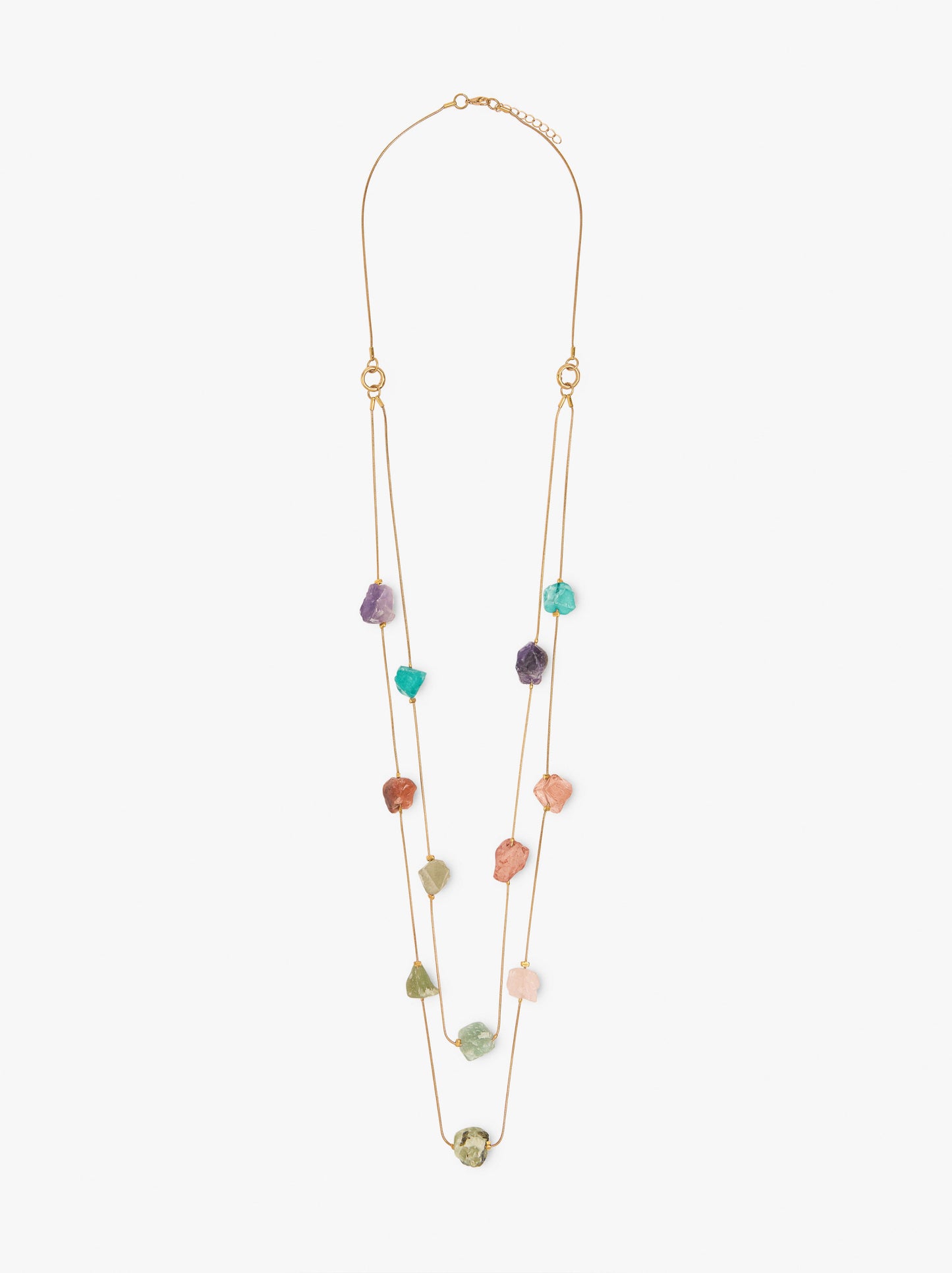 Long Double Necklace With Stones