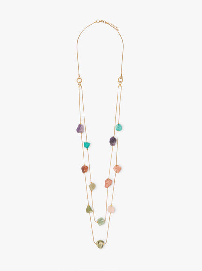Long Double Necklace With Stones
