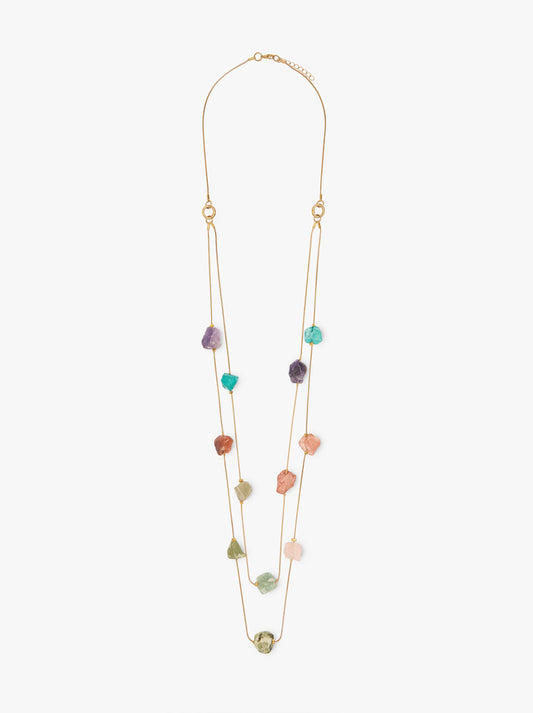 Long Double Necklace With Stones