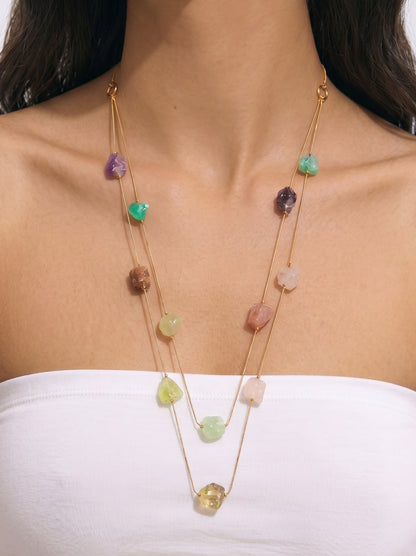 Long Double Necklace With Stones