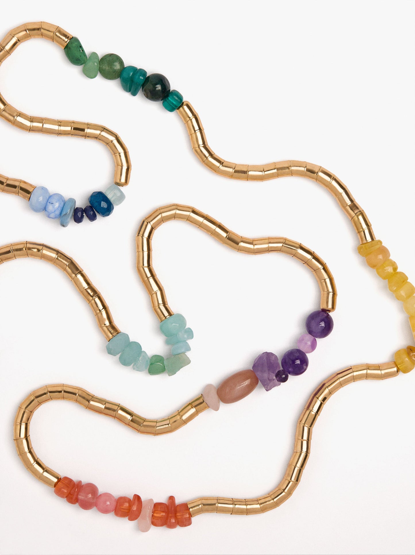 Long Necklace With Beads And Stones
