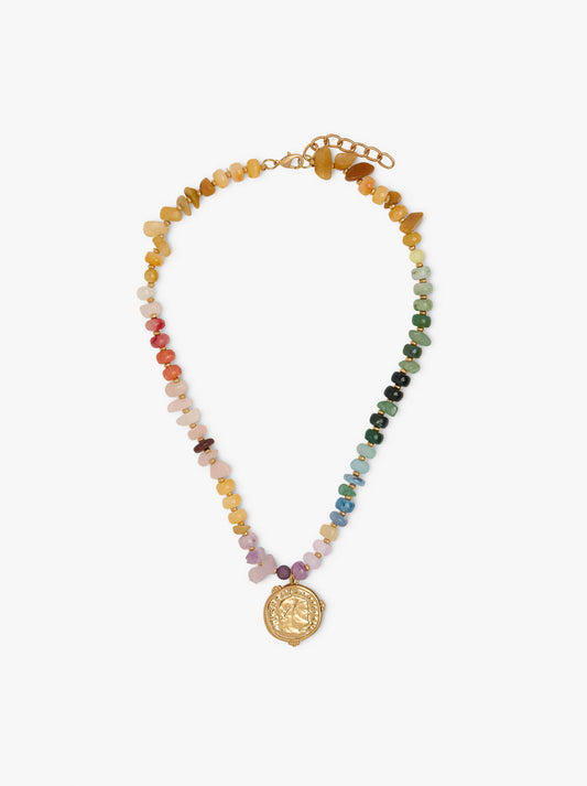 Short Necklace With Beads And Stones