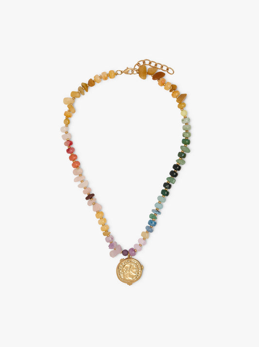 Short Necklace With Beads And Stones
