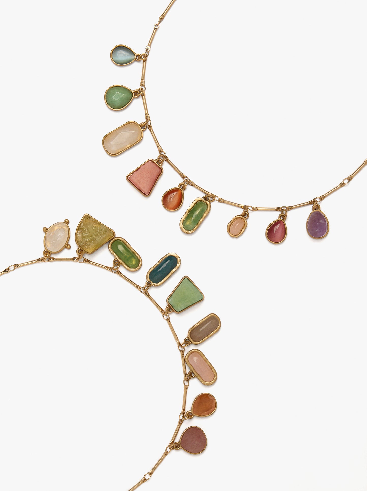 Set Of Geometric Stone Pendant Necklaces