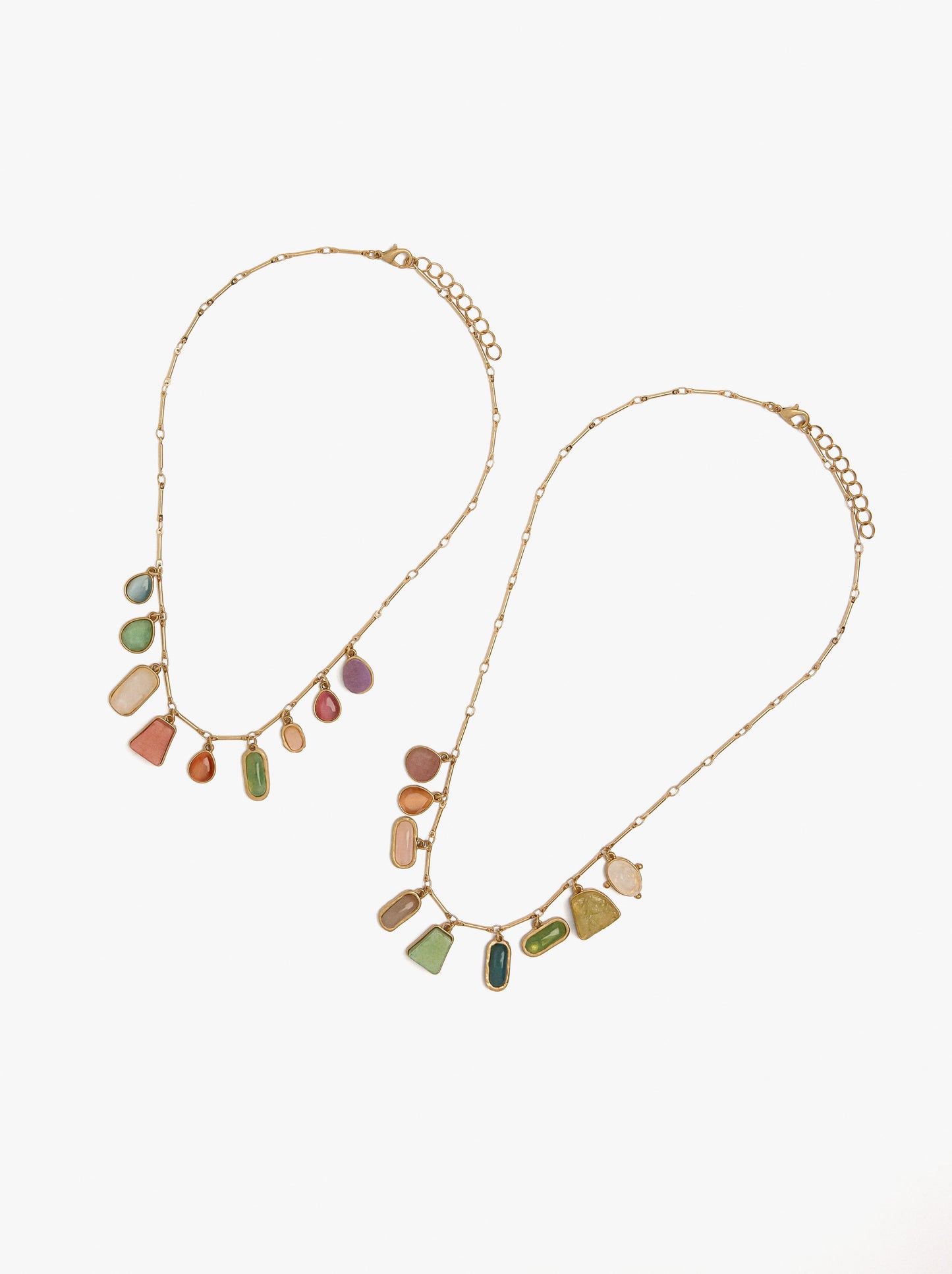 Set Of Geometric Stone Pendant Necklaces