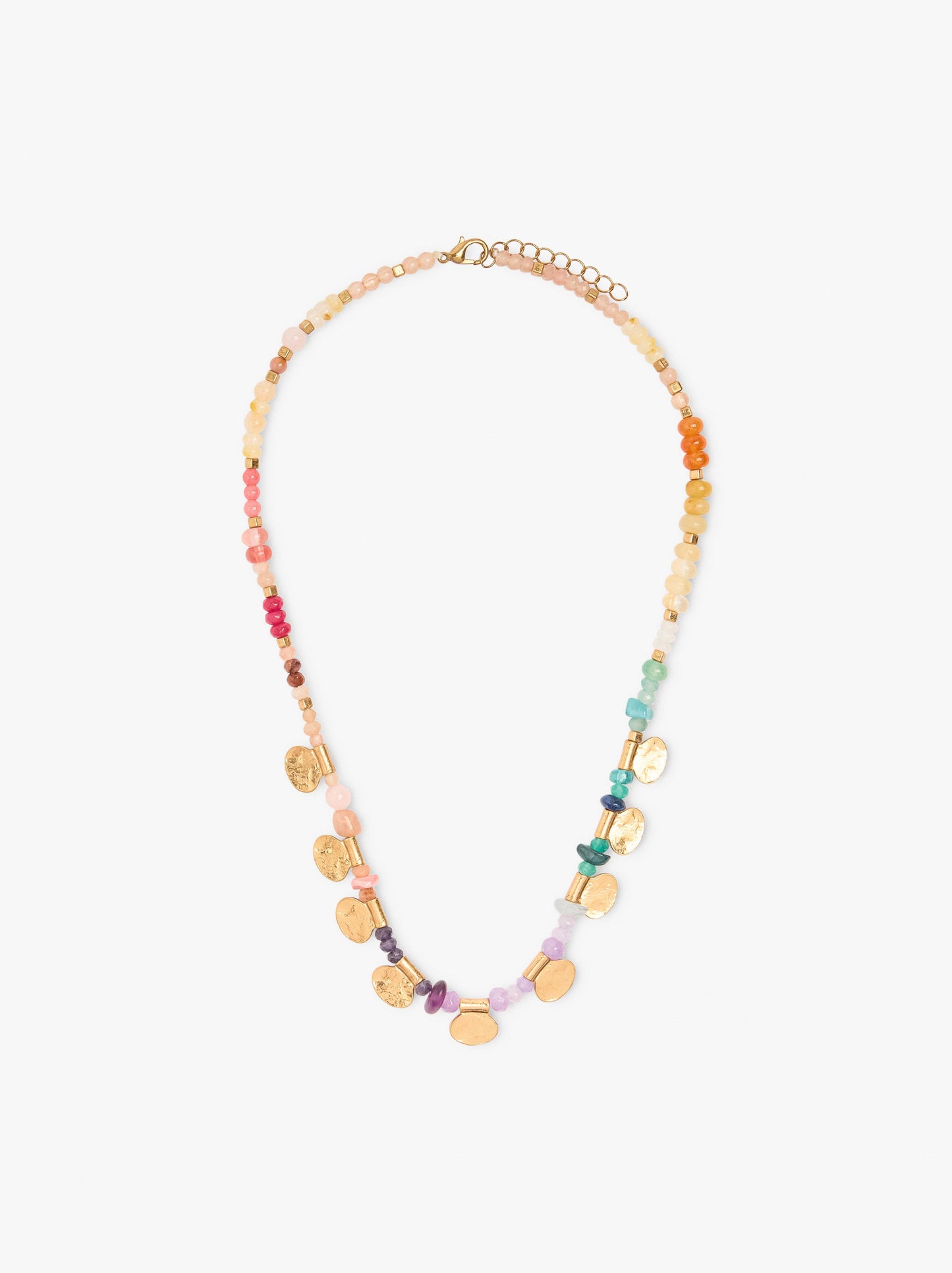 Short Multicolor Necklace With Stones And Medals