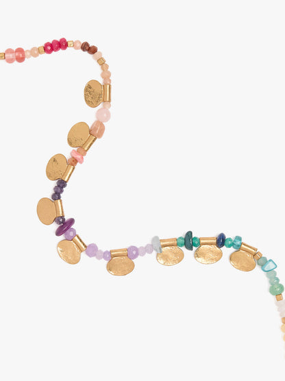 Short Multicolor Necklace With Stones And Medals