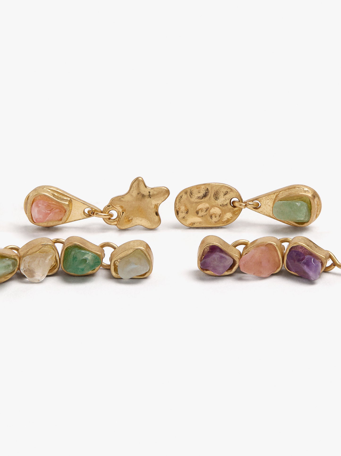 Set Of Asymmetric Earrings With Stones