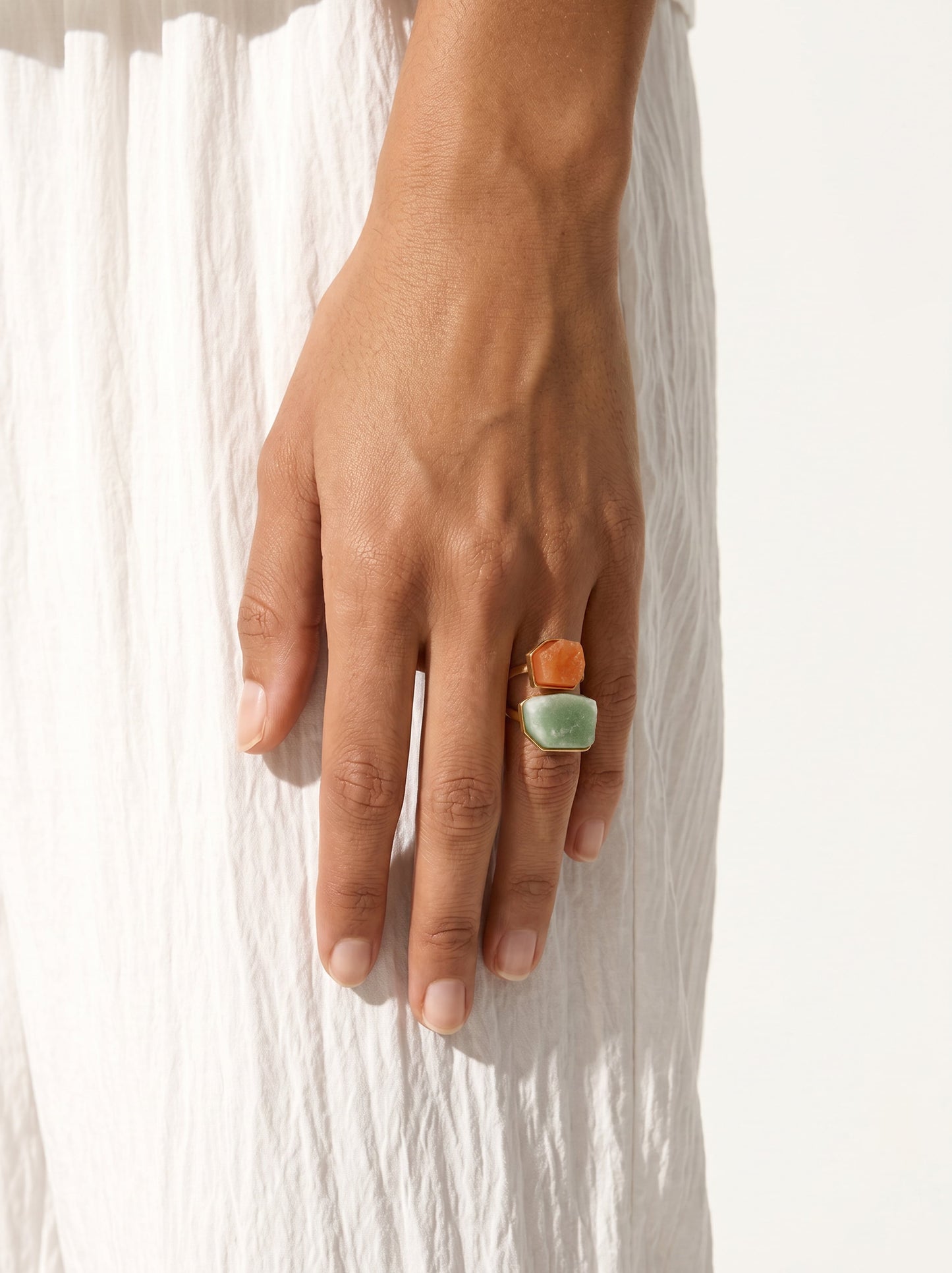 Open Ring With Irregular Stones