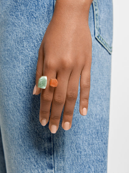 Open Ring With Irregular Stones