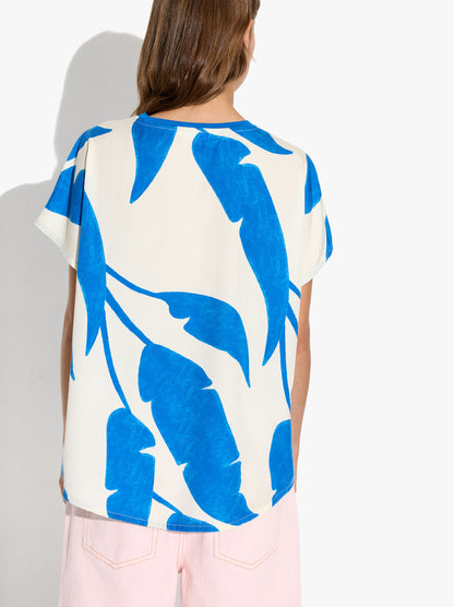 Liocel T-Shirt With Printed Leaves