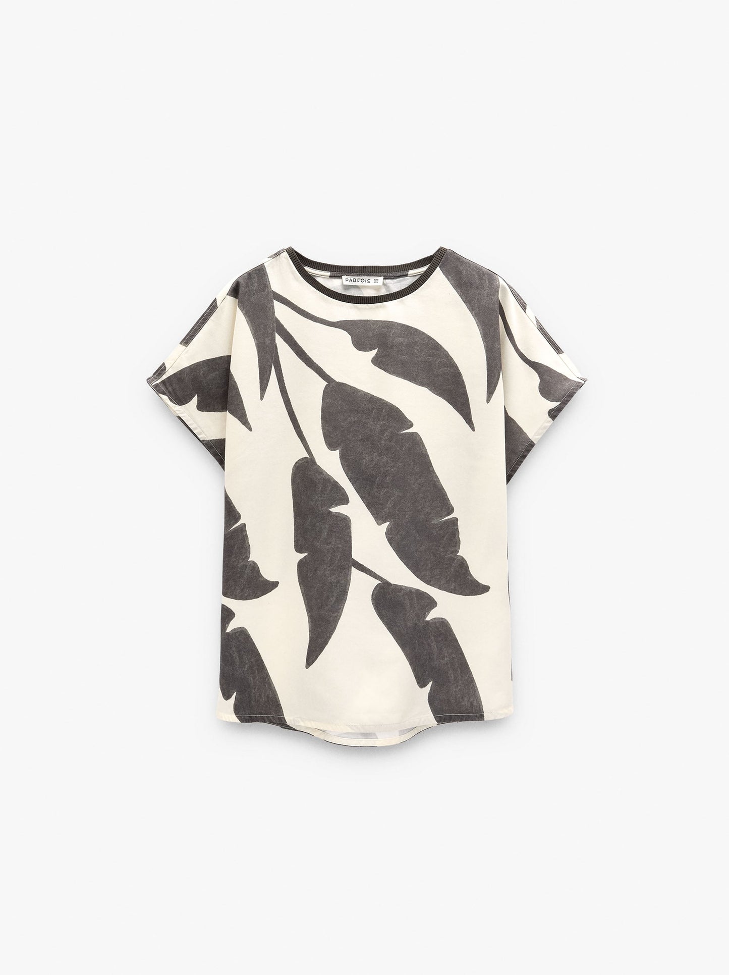 Liocel T-Shirt With Printed Leaves
