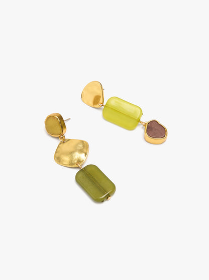 Asymmetric Earrings With Stones And Resin