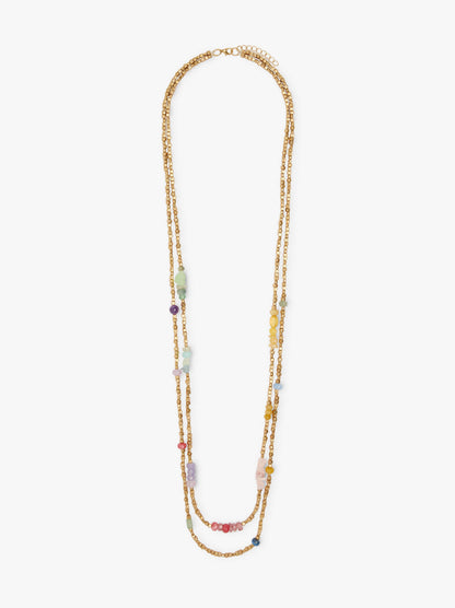 Double Necklace With Stone And Resin Beads