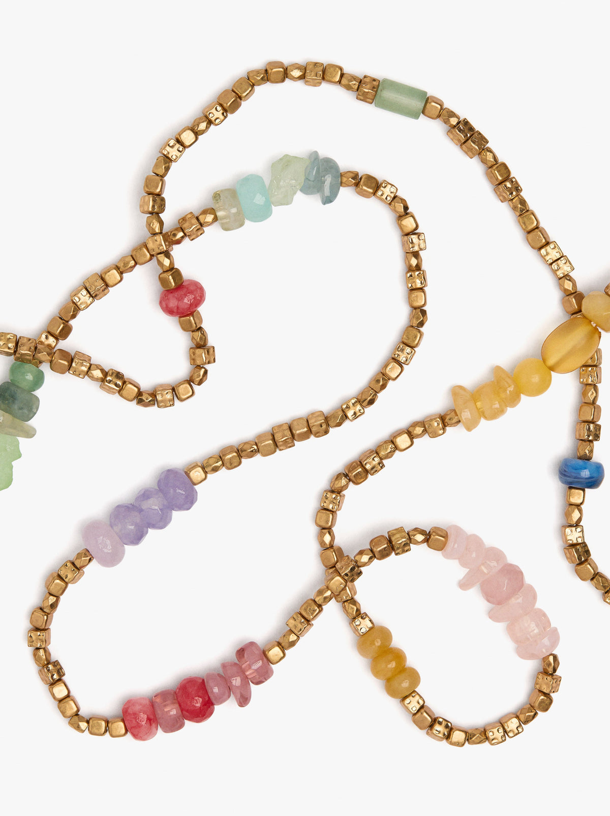 Double Necklace With Stone And Resin Beads