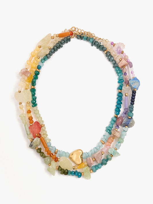Set Of Multicolor Necklaces With Stones