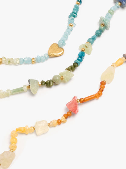 Set Of Multicolor Necklaces With Stones
